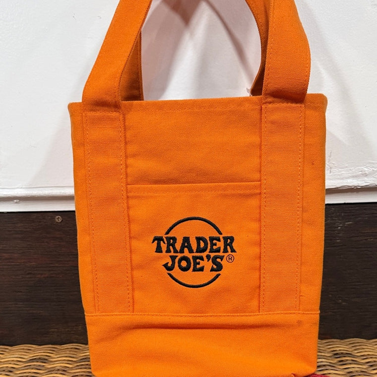 Trader Joe's Mini Canvas Tote Bag Halloween Limited Edition Orange