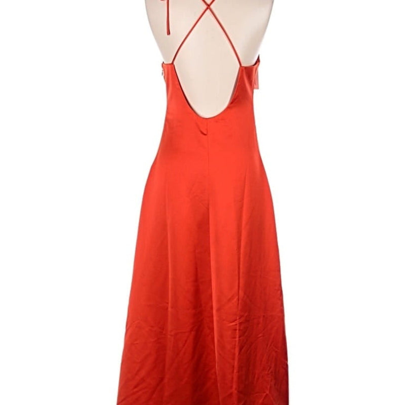 J. Jason Wu orange/red satin midi slip dress