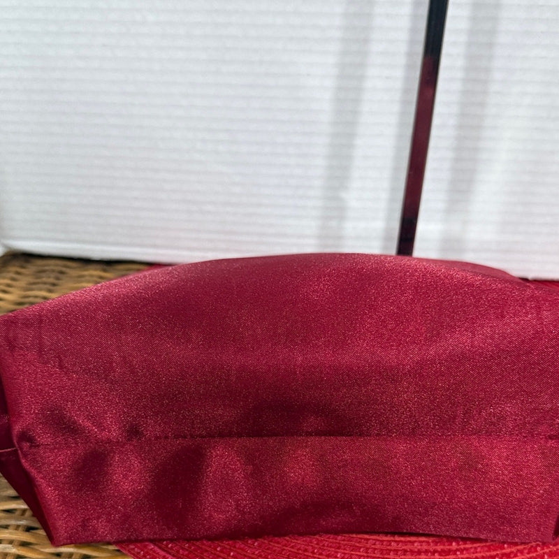 Chanel Red Satin Cosmetic Beauty Pouch w/Toiletry Essentials