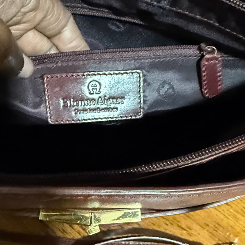ETIENNE AIGNER Leather VTG Tote Bag Cognac