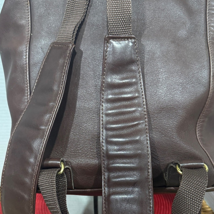 Coach Unisex Dark Brown Leather Drawstring Backpack with Buckle