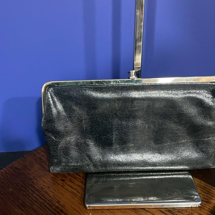Vintage HOBO International Lauren Clutch Black Leather Wallet Ship Free