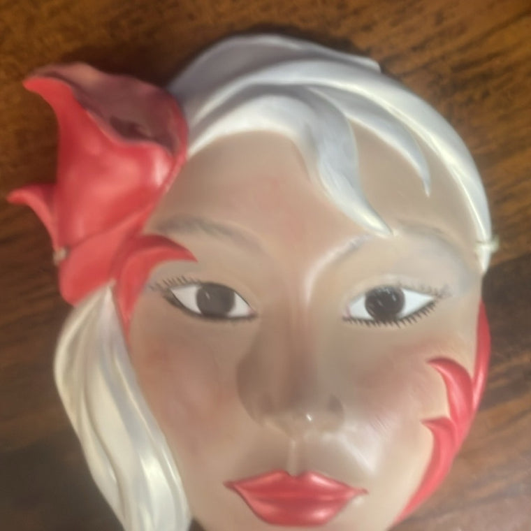 Ceramic Lady head wall hanging. Rare Find