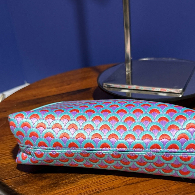Bvlgari Parfums Elegant Blue Pattern Pouch Makeup Bag Clutch