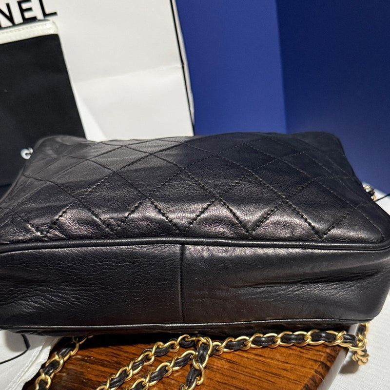 Chanel Black Vintage Quilted Lambskin Shoulder Bag
