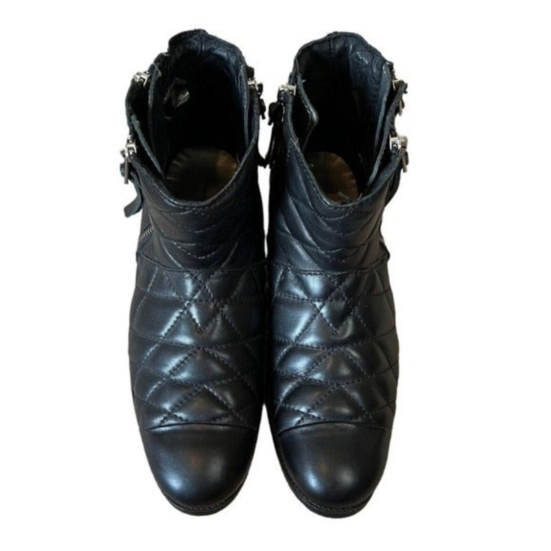Zadig & Voltaire Ankle Boots, Quilted Leather Presets, Biker, size 38