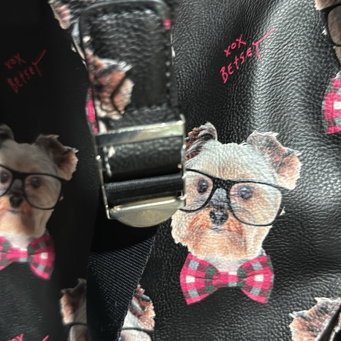 Betsey Johnson Nerdy Dog Doggie Yorkie Bowtie Backpack