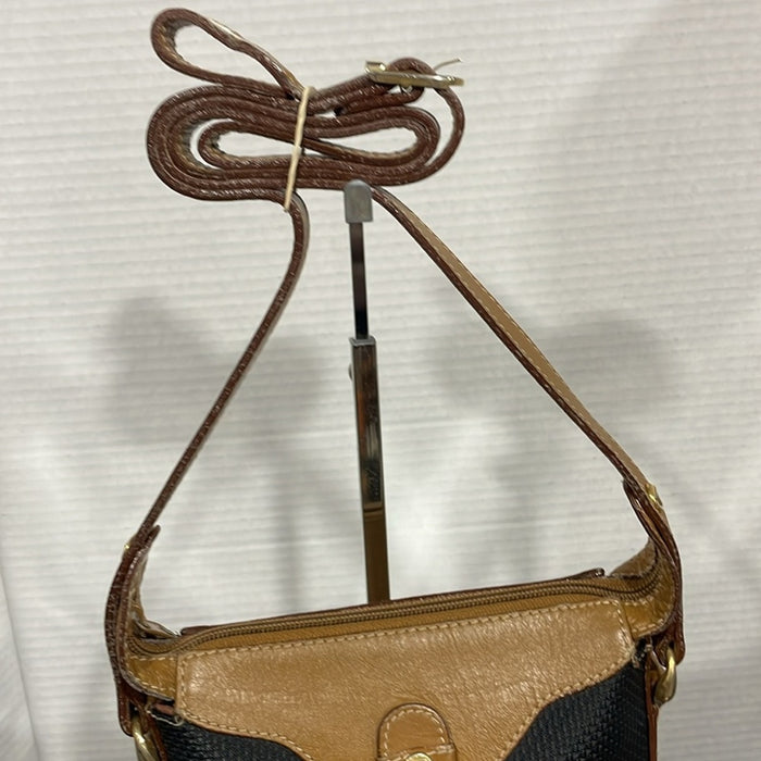 Vtg  black Toledano pvc leather 3 compartments shoulder bag crossbody bag