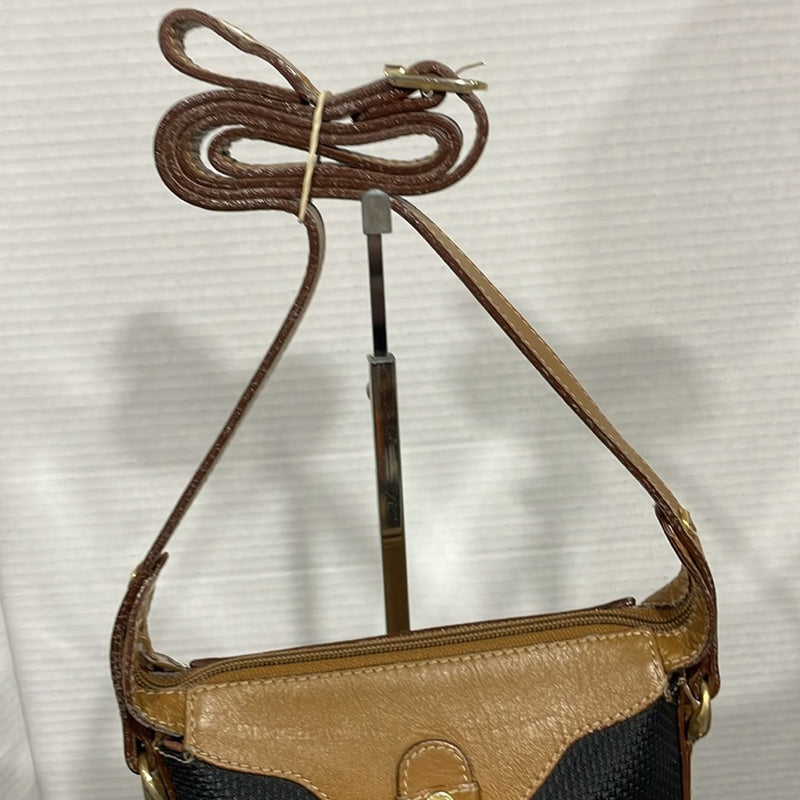 Vtg  black Toledano pvc leather 3 compartments shoulder bag crossbody bag