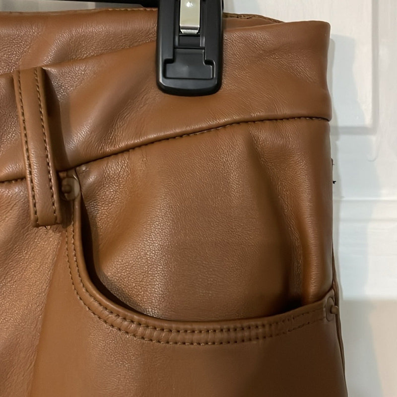 Good American Better Than Leather Faux Leather Good Icon Pants Burnt Caramel 12