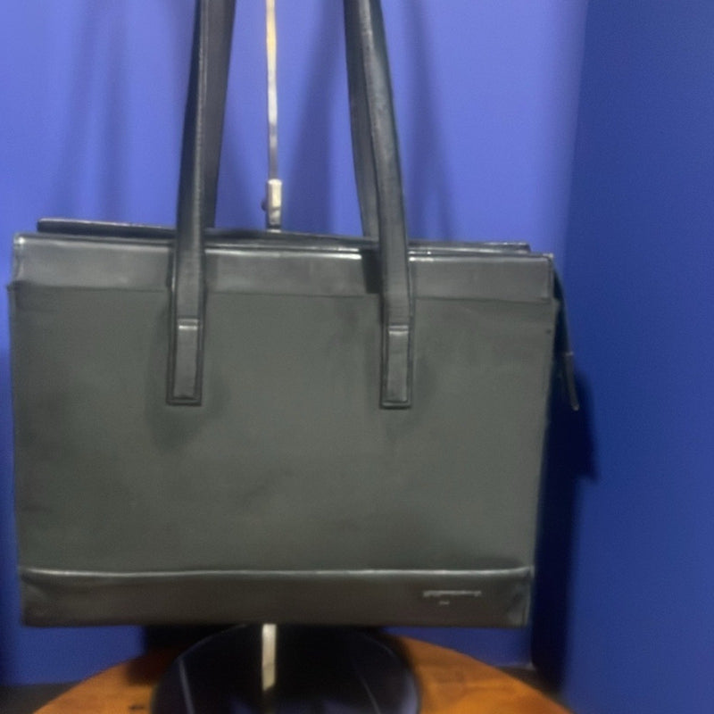 VINTAGE TUMI BLACK GENUINE LEATHER BUSINESS TOTE SHOULDER BAG LAWYER HANDBAG