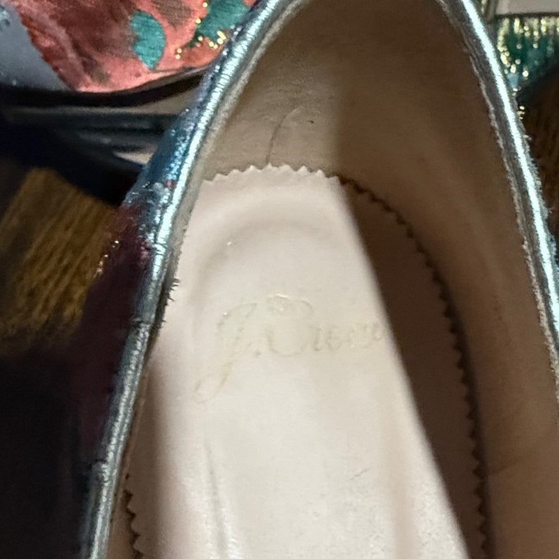 J Crew Moroccan Brocade Slip On Flats m Pointed Toe Multicolor Metallic Boho
