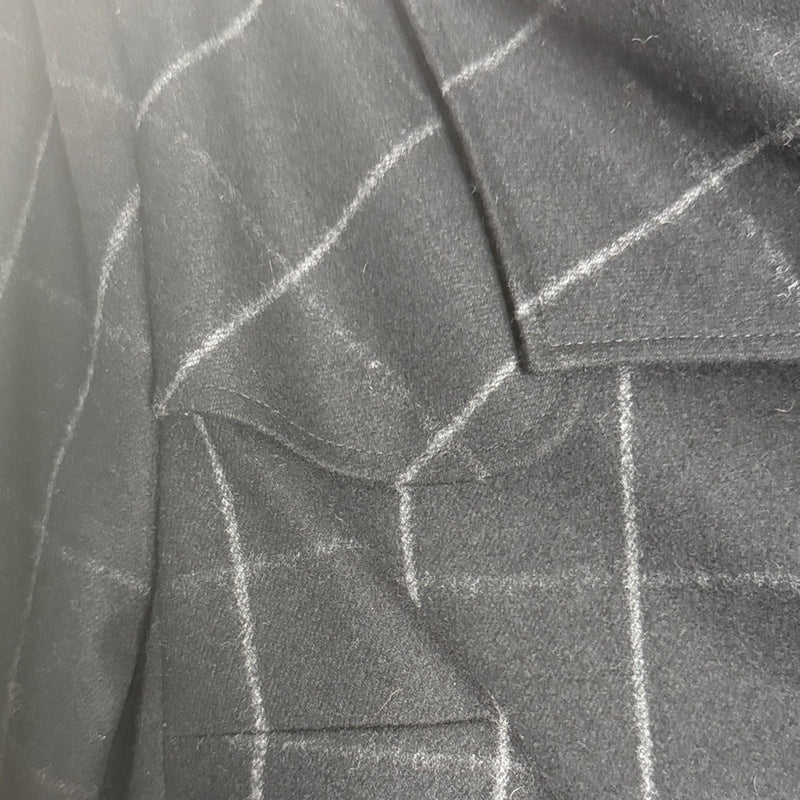 Helene Berman Wool Blend Crop Coat with Navy and Gray Plaid