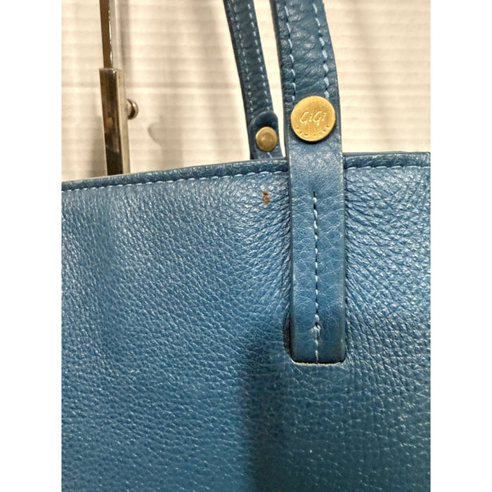 GiGi New York Peacock Blue Leather Tote Bag - Women's Carryall