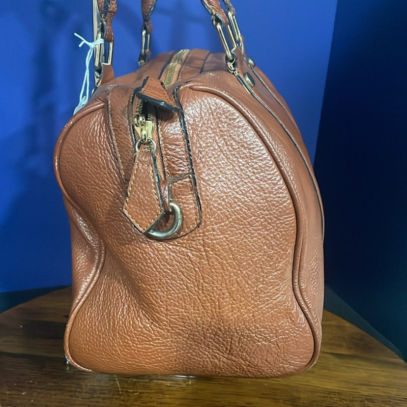 MIU MIU BROWN LEATHER BOSTON BAG
