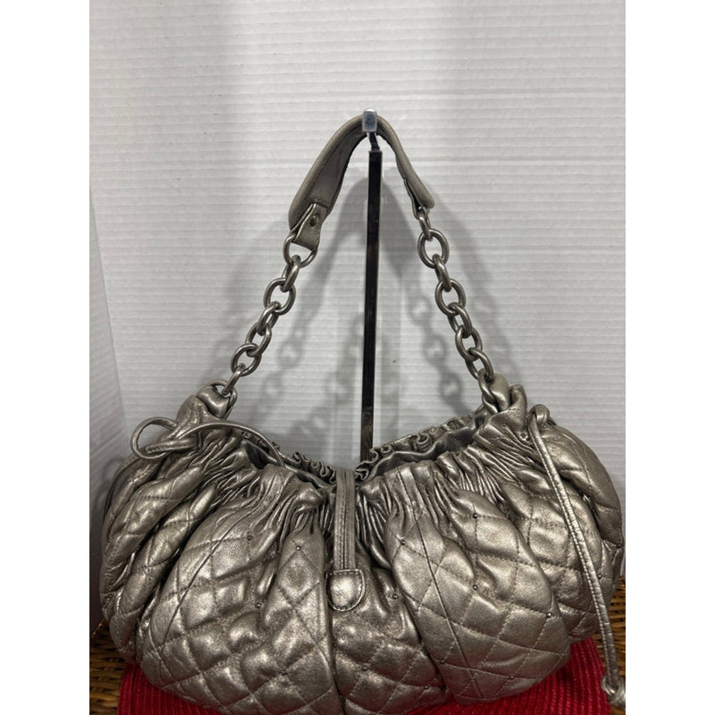 BCBG MAXAZRIA   Silver Leather Chain Handbag
