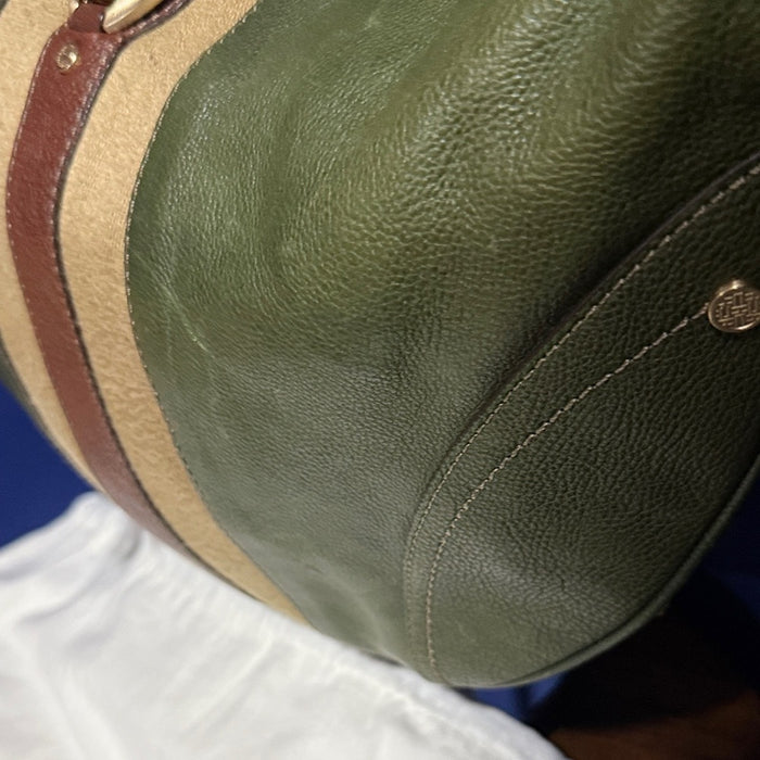 Cole Haan Olive Hobo Bag with Tan and Brown Stripe