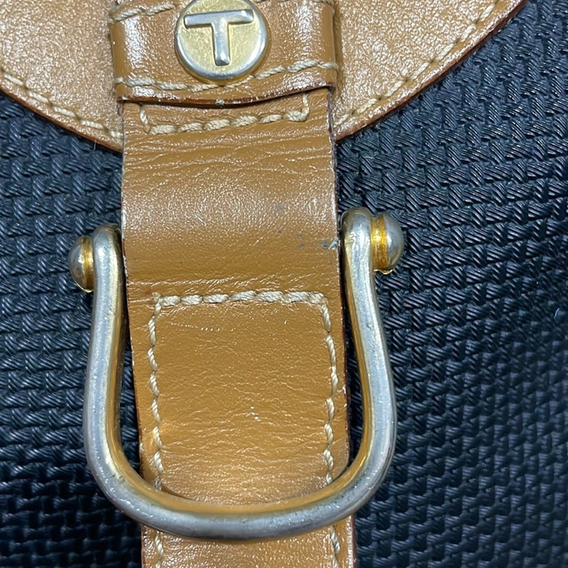 Vtg  black Toledano pvc leather 3 compartments shoulder bag crossbody bag