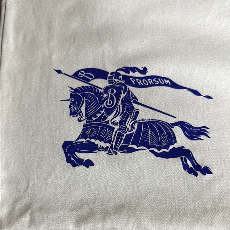 Burberry White Bag with Blue Knight Design