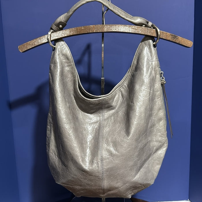 HOBO Classic Gray Leather Hobo Bag