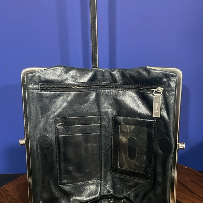 Vintage HOBO International Lauren Clutch Black Leather Wallet Ship Free