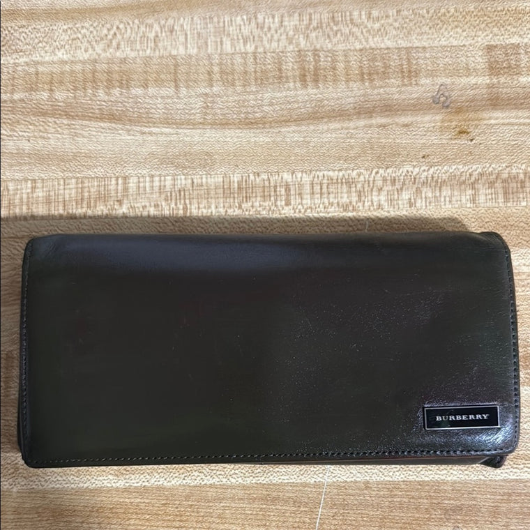 Burberry Dark Brown Leather Clutch