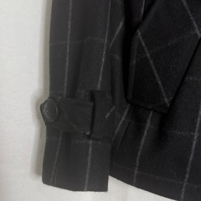 Helene Berman Wool Blend Crop Coat with Navy and Gray Plaid