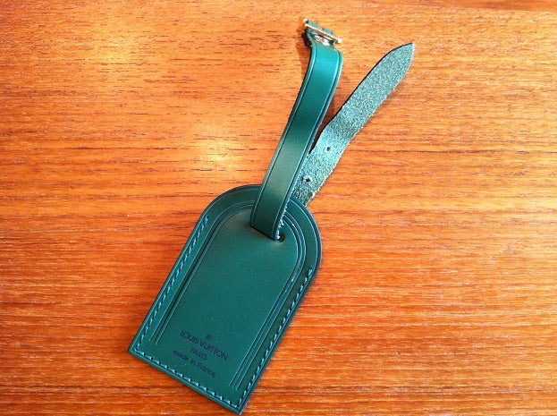 Louis Vuitton Green Leather Name Tag Calfskin Goldtone Mini/Small