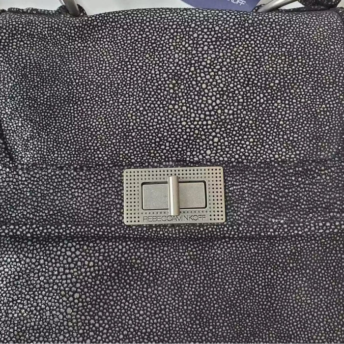 Rebecca Minkoff Covet Convertible Black Stingray Embossed Suede Satchel