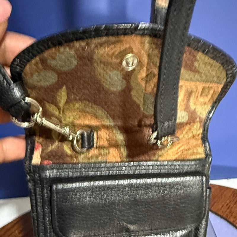 Brighton Black Croc-Embossed Bag/Wallet with Heart Accent