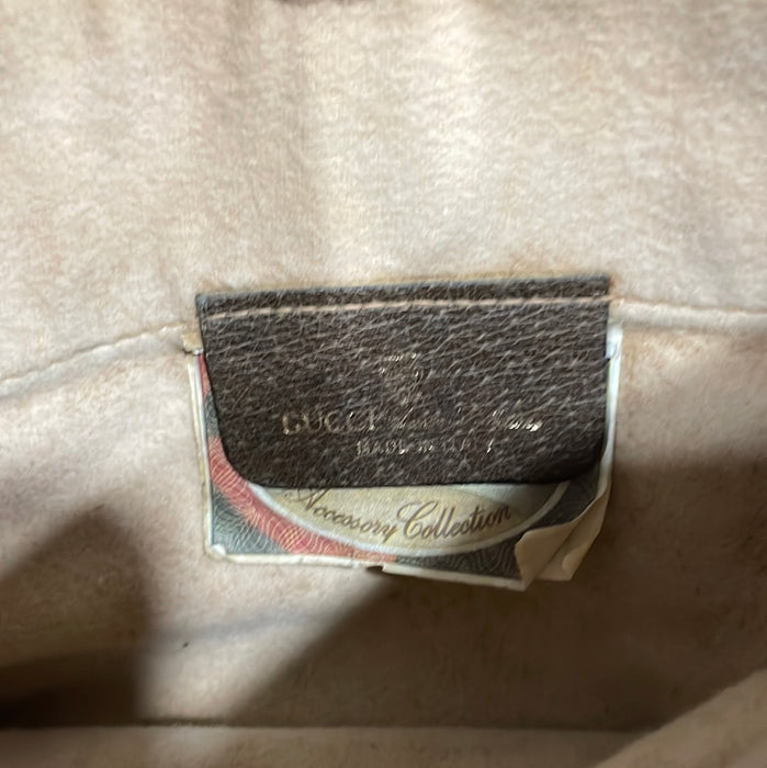 Vintage Old Gucci Small Shoulder Bag Brown Canvas Great Exterior Condition