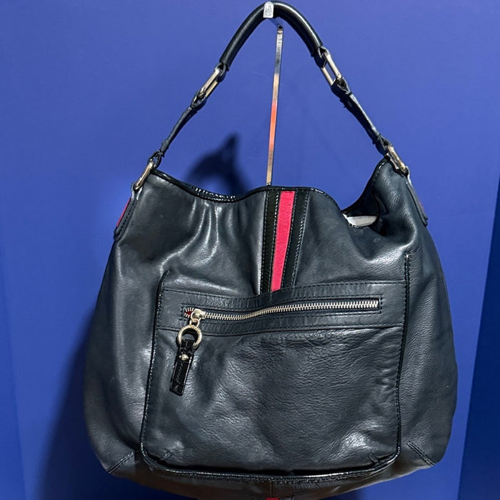 Charles David Black Leather Hobo Shoulder Bag Large 16”x14”