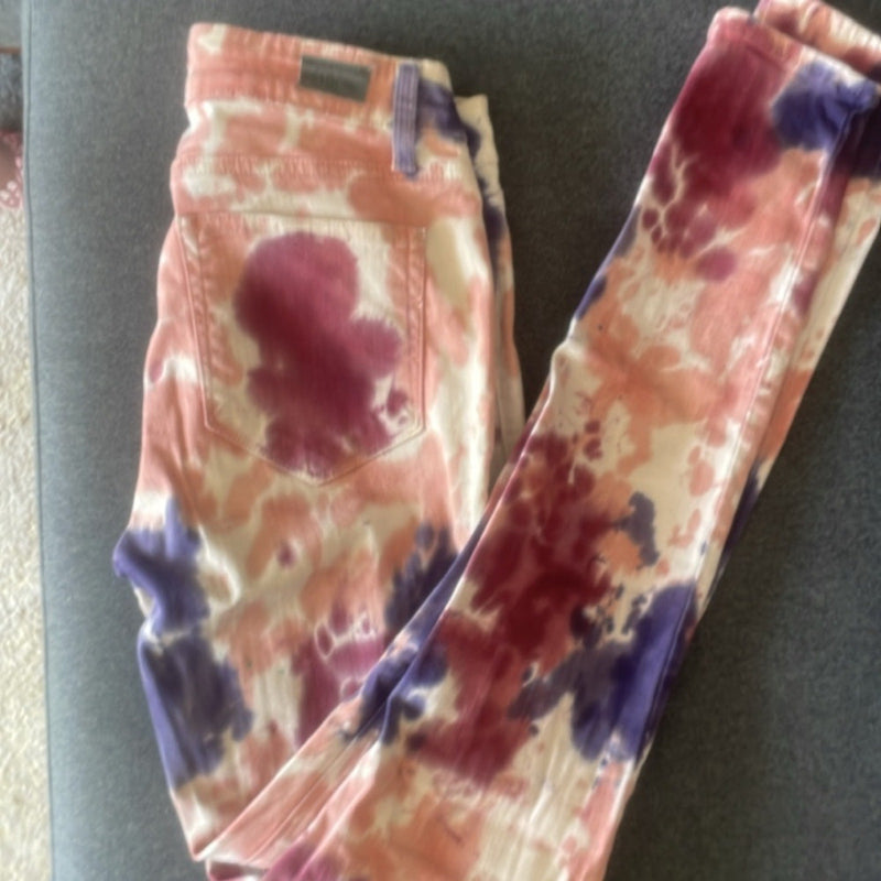 PAIGE Jeans Verdugo Tie-Dye Ultra Skinny Low-Rise Denim