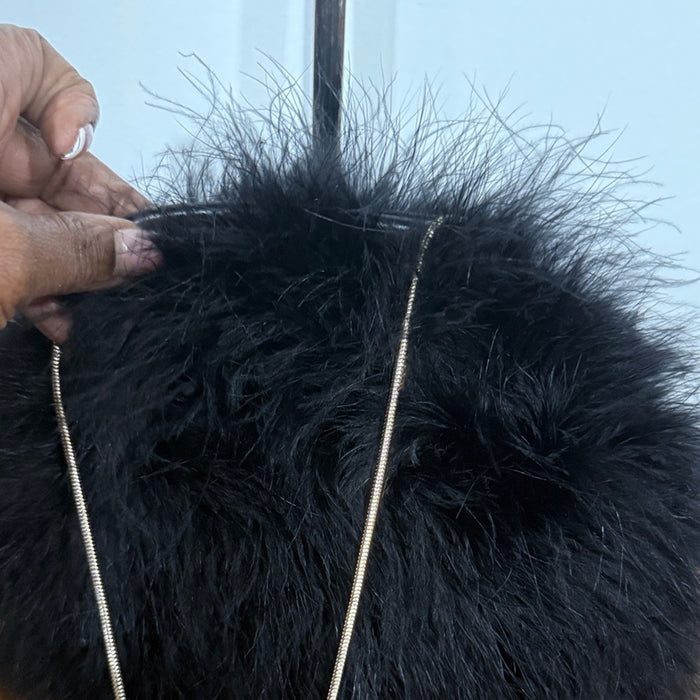 Elegant Black Fur Handbag