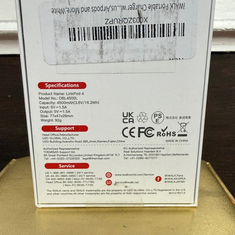 iWALK LinkPod 4 4500mAh iPhone Portable Charger Power Bank White NEW