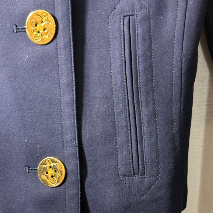 Lauren Ralph Lauren Navy Double-Breasted Peacoat with Gold-Tone Buttons