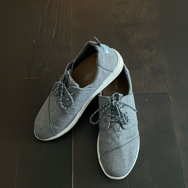 Toms Del Rey Womens Shoes Gray 8 M Canvas Casual Lace Up Athletic Sneakers