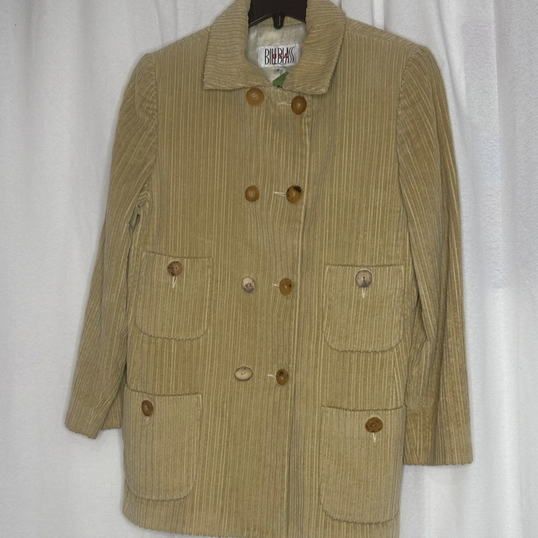 Bill Blass Beige Corduroy Pea Coat Vintage