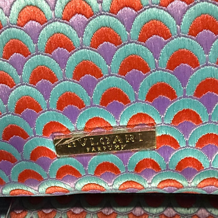 Bvlgari Parfums Elegant Blue Pattern Pouch Makeup Bag Clutch