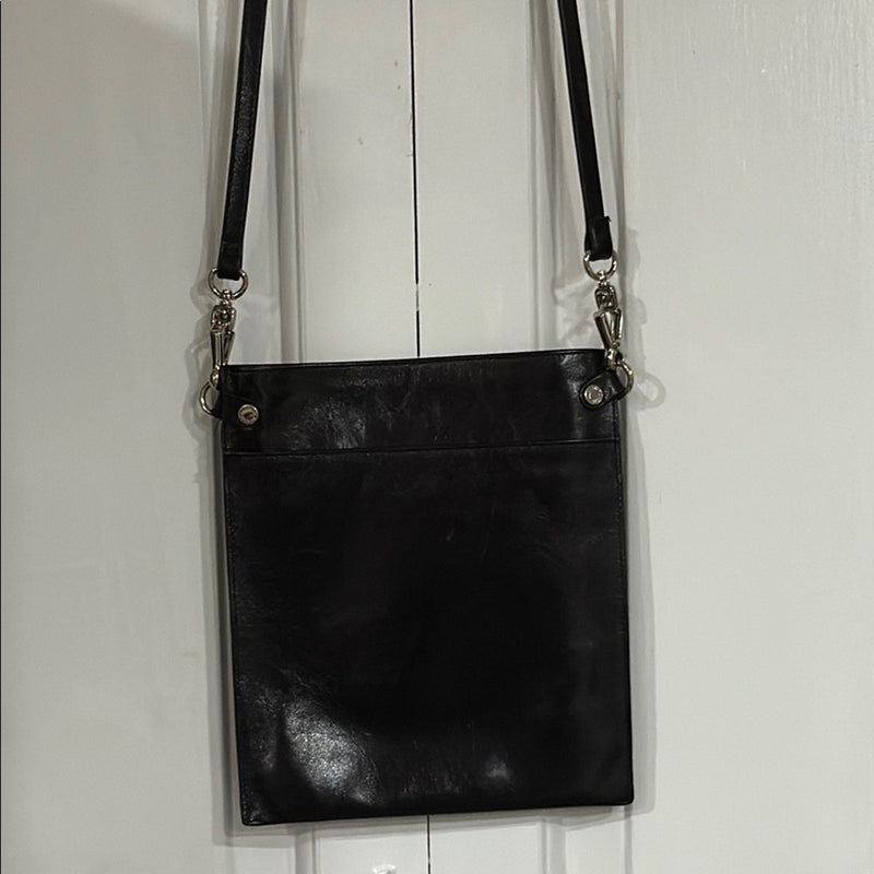 Monsac Black Leather Crossbody Bag