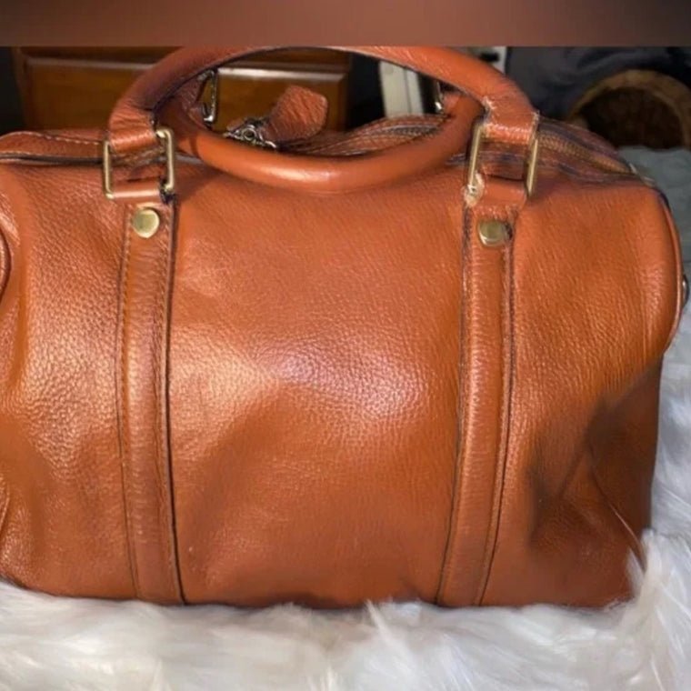 MIU MIU BROWN LEATHER BOSTON BAG