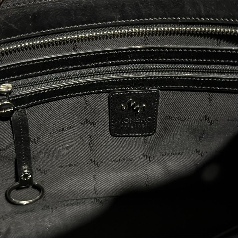 Monsac Classic Black Leather Shoulder Bag