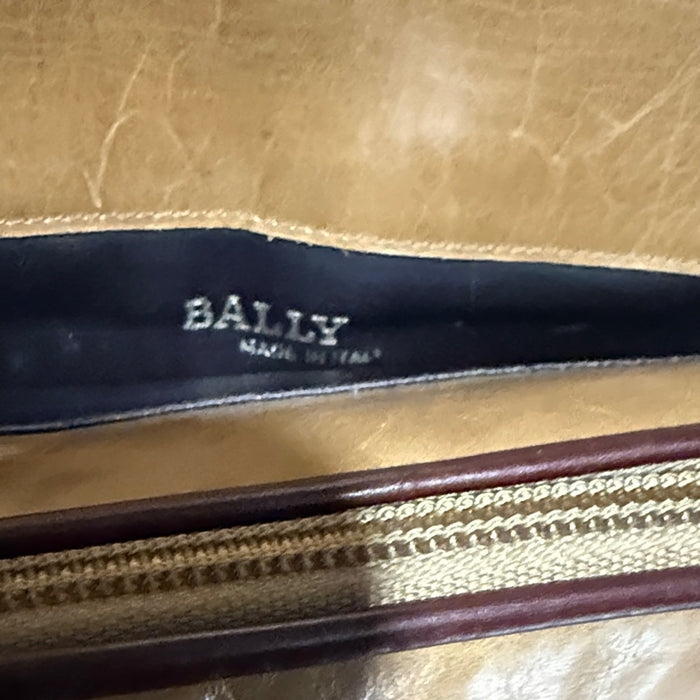 BALLY Cream Tan Grain Leather Cross Body Handbag