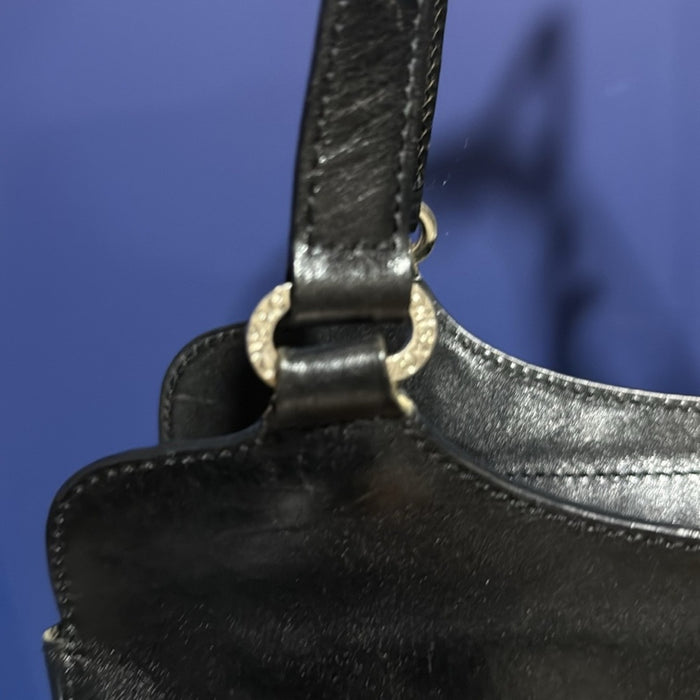 Monsac Classic Black Leather Shoulder Bag