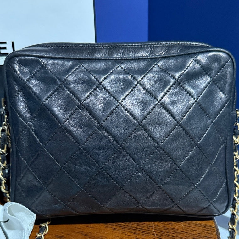 Chanel Black Vintage Quilted Lambskin Shoulder Bag