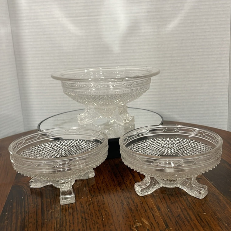 1880 EAPG Pattern Glass LaBelle Queen Anne Bowl 3 piece bundle