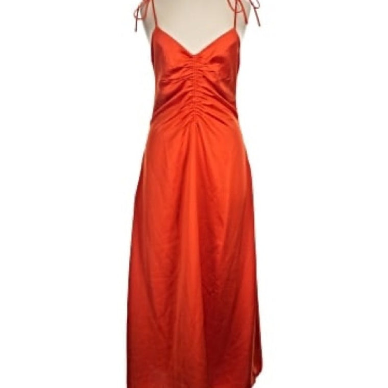 J. Jason Wu orange/red satin midi slip dress