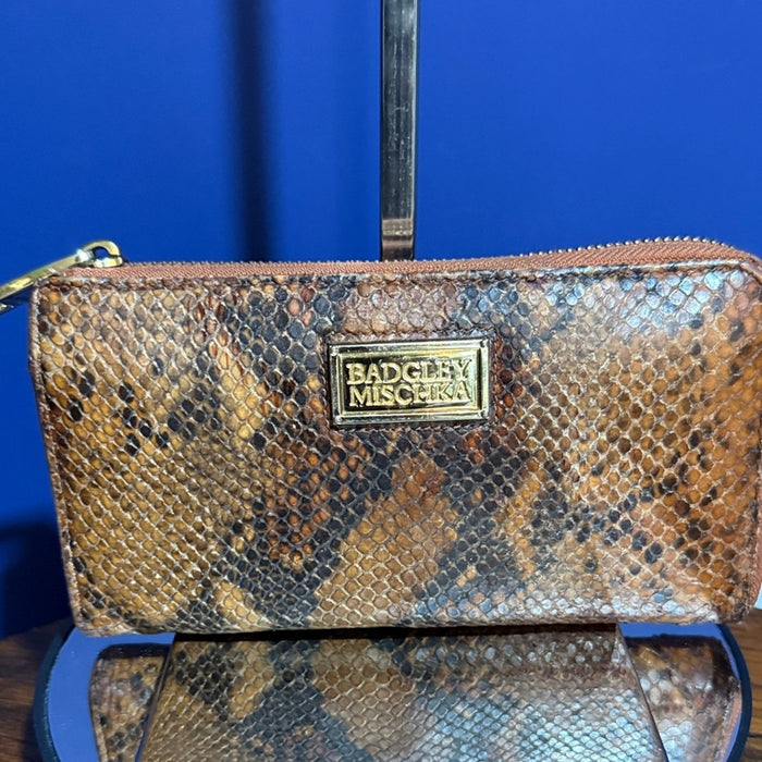 Badgley Mischka Tan Snake Print Men's Wallet