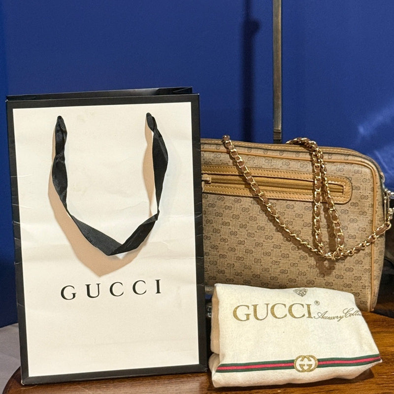 Gucci Brown Micro GG Camera Bag/crossbody Vintage Bundle
