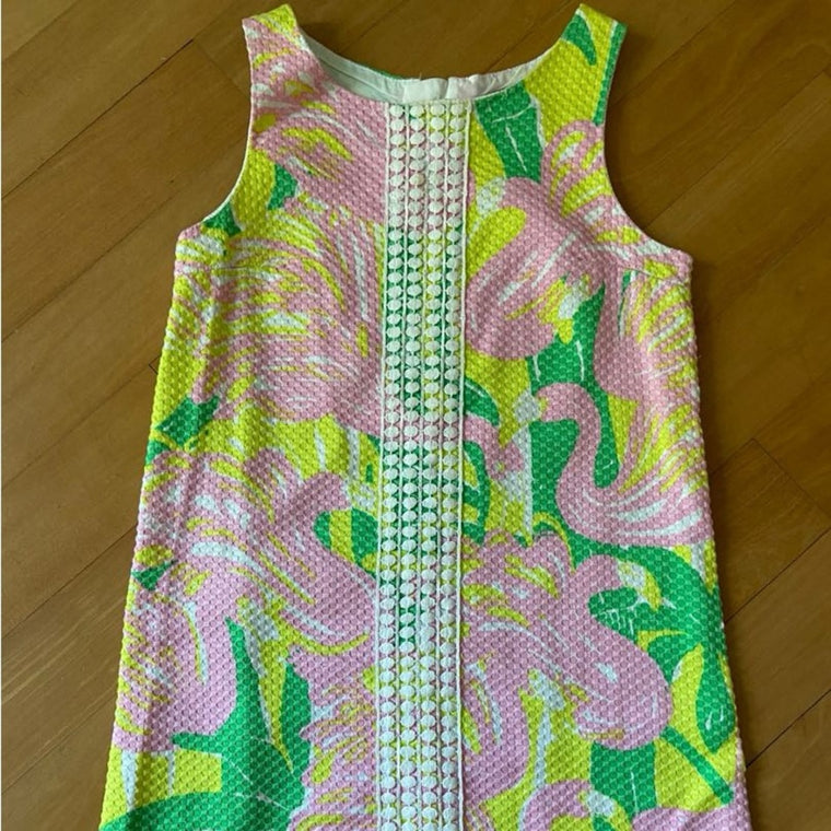 Vintage Floral Lilly Pulitzer Green Sundress Size 7-9  Midi Girls Youth Dress